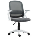 Chaise bureau ergonomique, fauteuil de bureau en maille avec accoudoirs relevables, hauteur réglable, gris-0