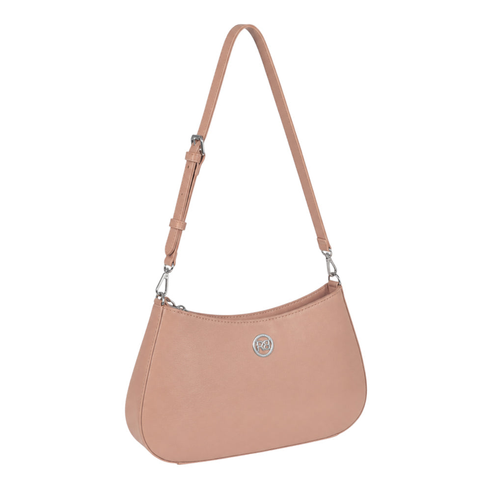 RB1036AU | Borsa Hobo da Donna LARA in Vera Pelle Saffiano Made in Italy. Colore Cipria-0