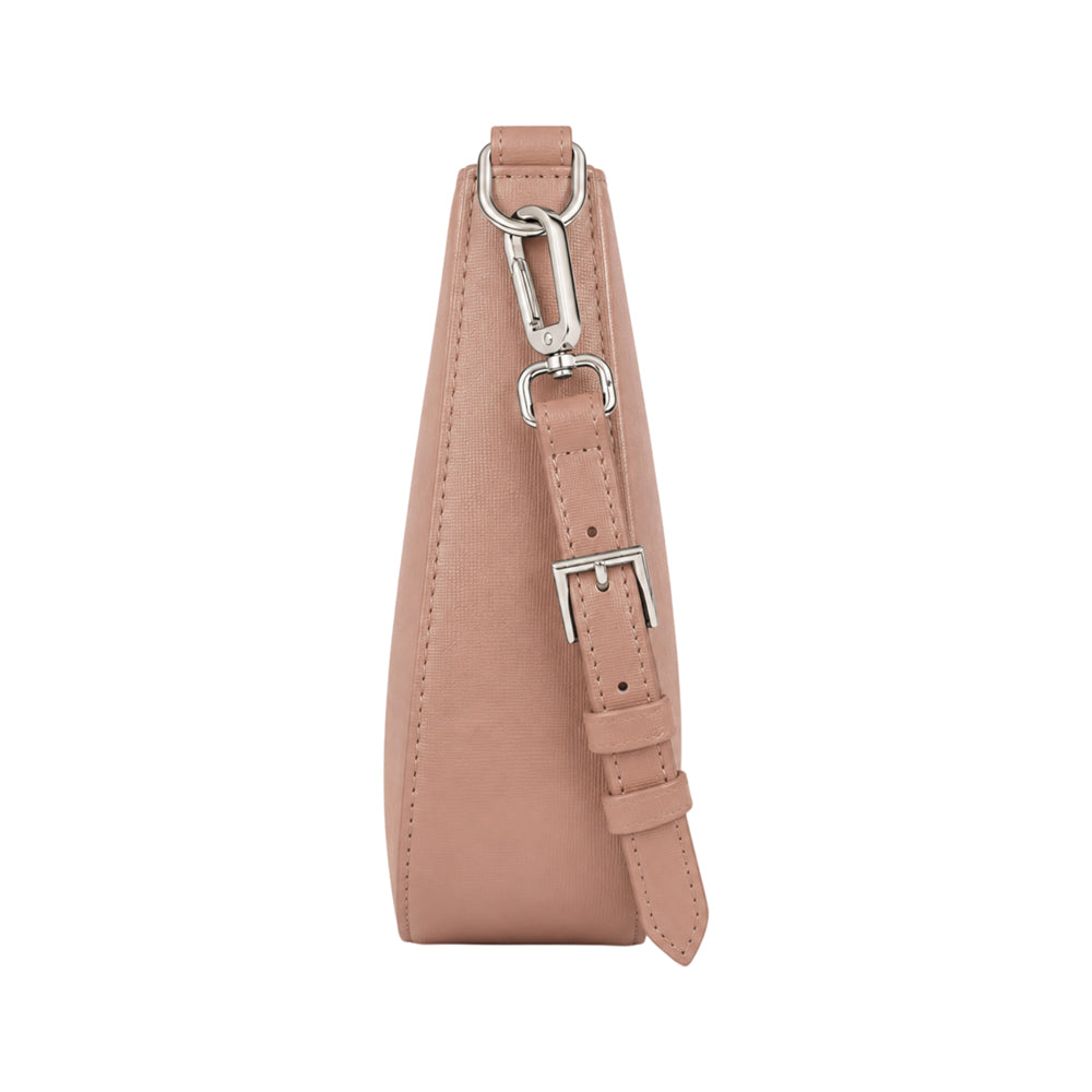 RB1036AU | Borsa Hobo da Donna LARA in Vera Pelle Saffiano Made in Italy. Colore Cipria-2
