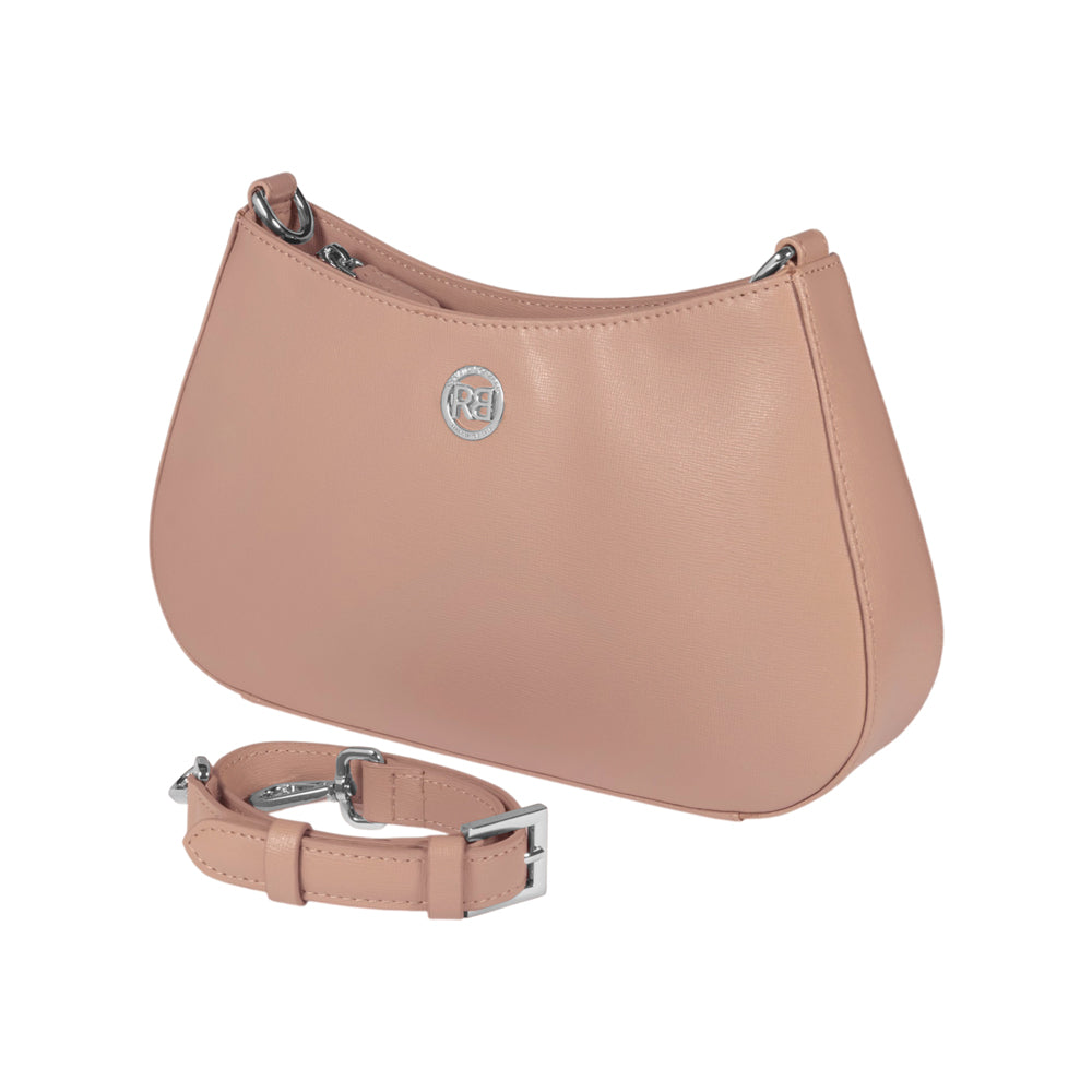 RB1036AU | Borsa Hobo da Donna LARA in Vera Pelle Saffiano Made in Italy. Colore Cipria-3