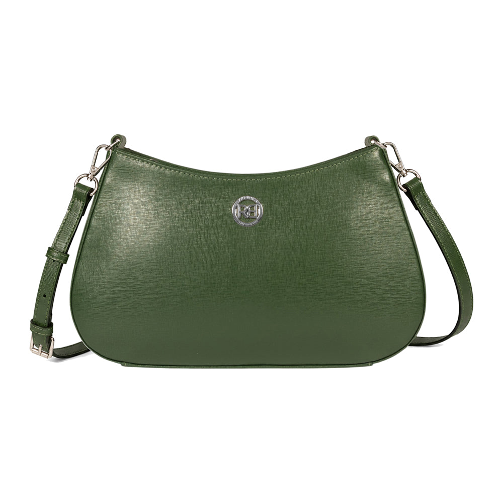 RB1036E | Borsa Hobo da Donna LARA in Vera Pelle Saffiano Made in Italy. Colore Verde-1