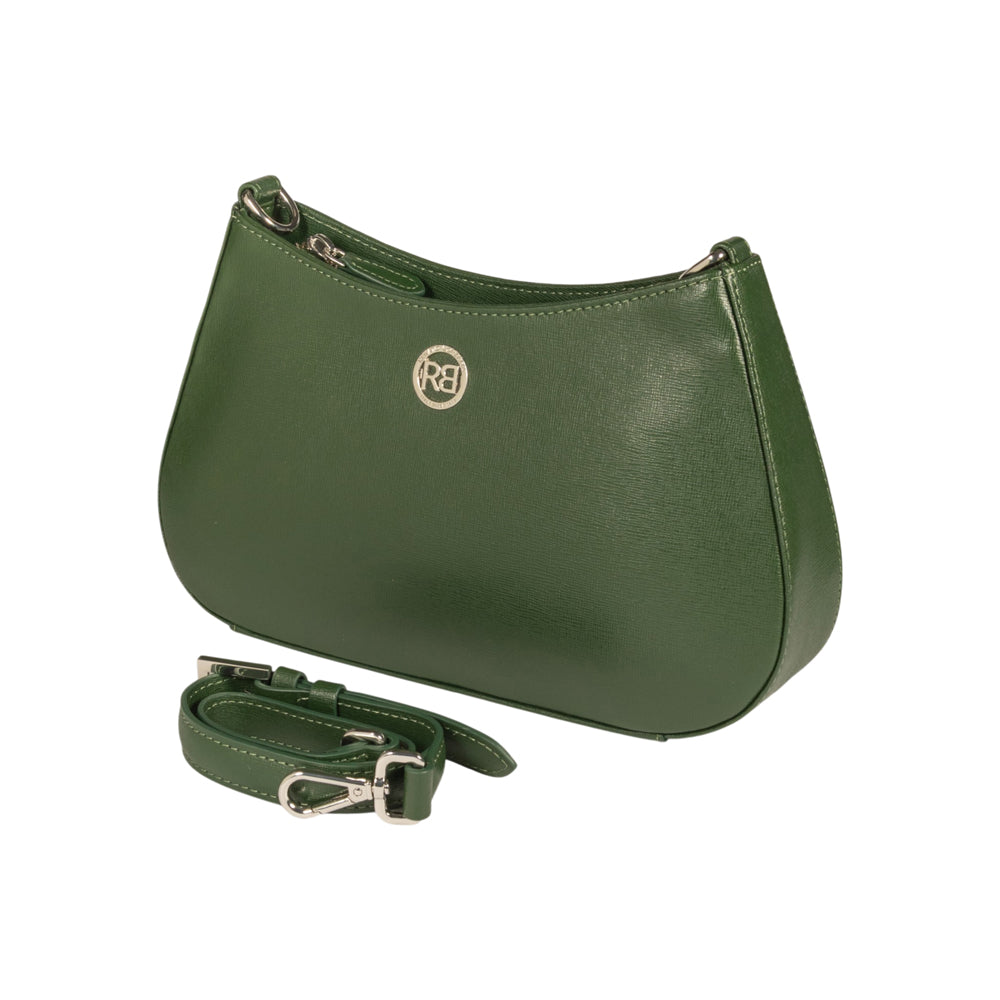RB1036E | Borsa Hobo da Donna LARA in Vera Pelle Saffiano Made in Italy. Colore Verde-3