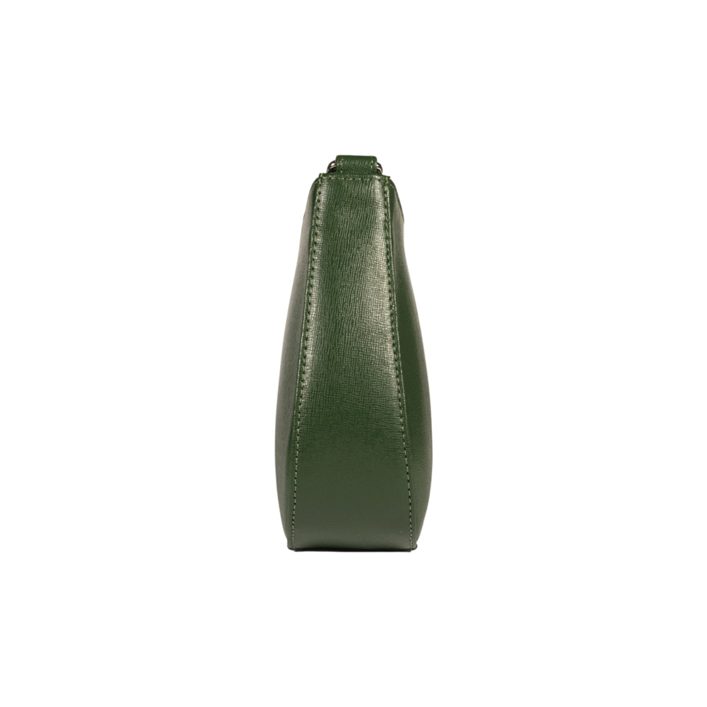 RB1036E | Borsa Hobo da Donna LARA in Vera Pelle Saffiano Made in Italy. Colore Verde-4
