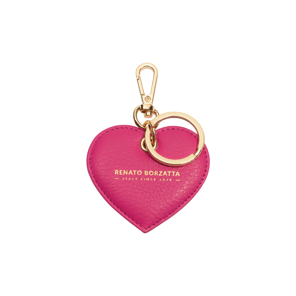 RB1082GBE | Portachiavi Heart Charm Made in Italy in Vera Pelle grana Dollaro. Colore Fuxia-0