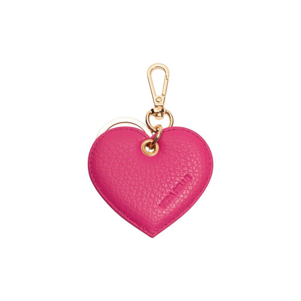 RB1082GBE | Portachiavi Heart Charm Made in Italy in Vera Pelle grana Dollaro. Colore Fuxia-1