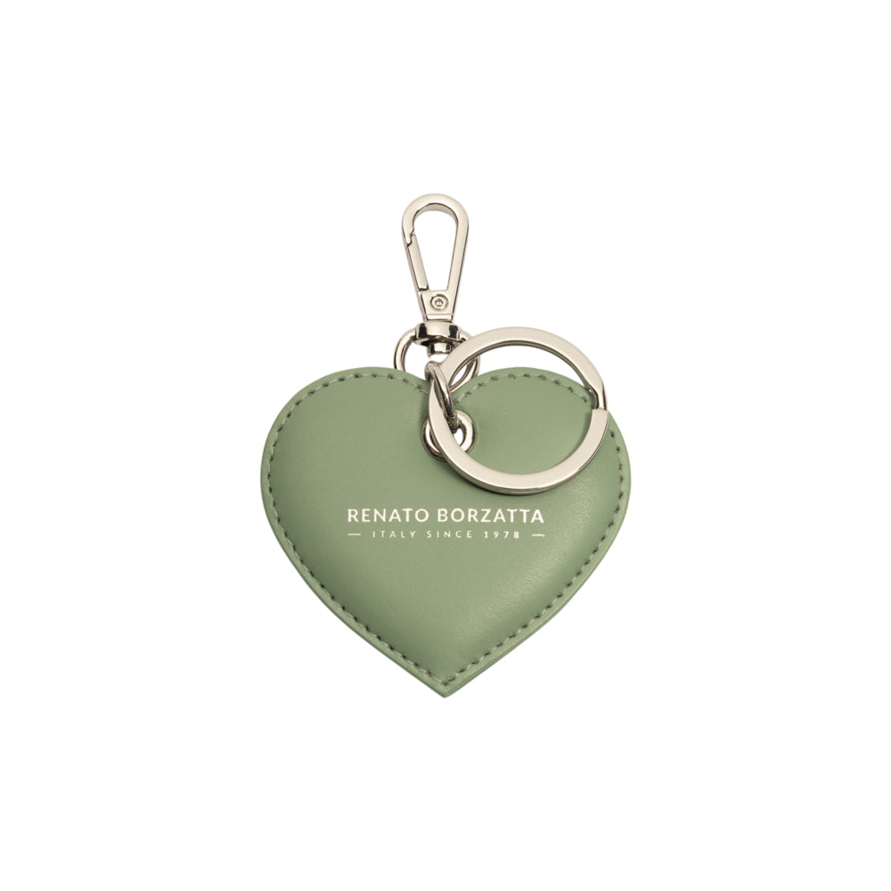 RB1082SBF | Portachiavi Heart Charm Made in Italy in in Vera Pelle Liscia Opaca. Colore Menta-0