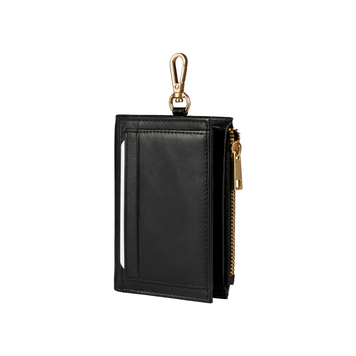 RB1085A | Portafogli Donna Made in Italy in Vera Pelle Morbida Sauvage. Accessori in metallo Oro Opaco. Colore Nero. Dimensioni (da chiuso): cm 8 x 11,5 x 2-2