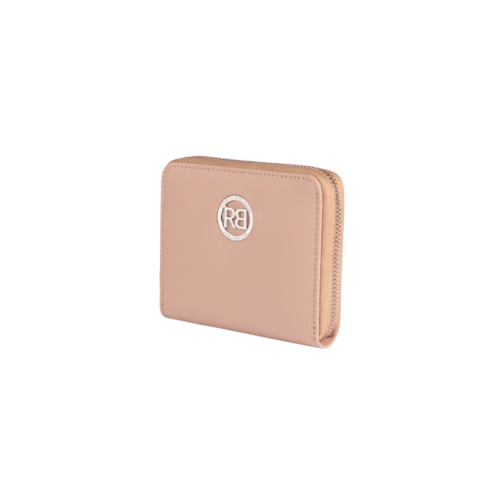 RB1086AU | Portafogli Donna con Chiusura Lampo Made in Italy in Vera Pelle Saffiano. Colore Cipria-1
