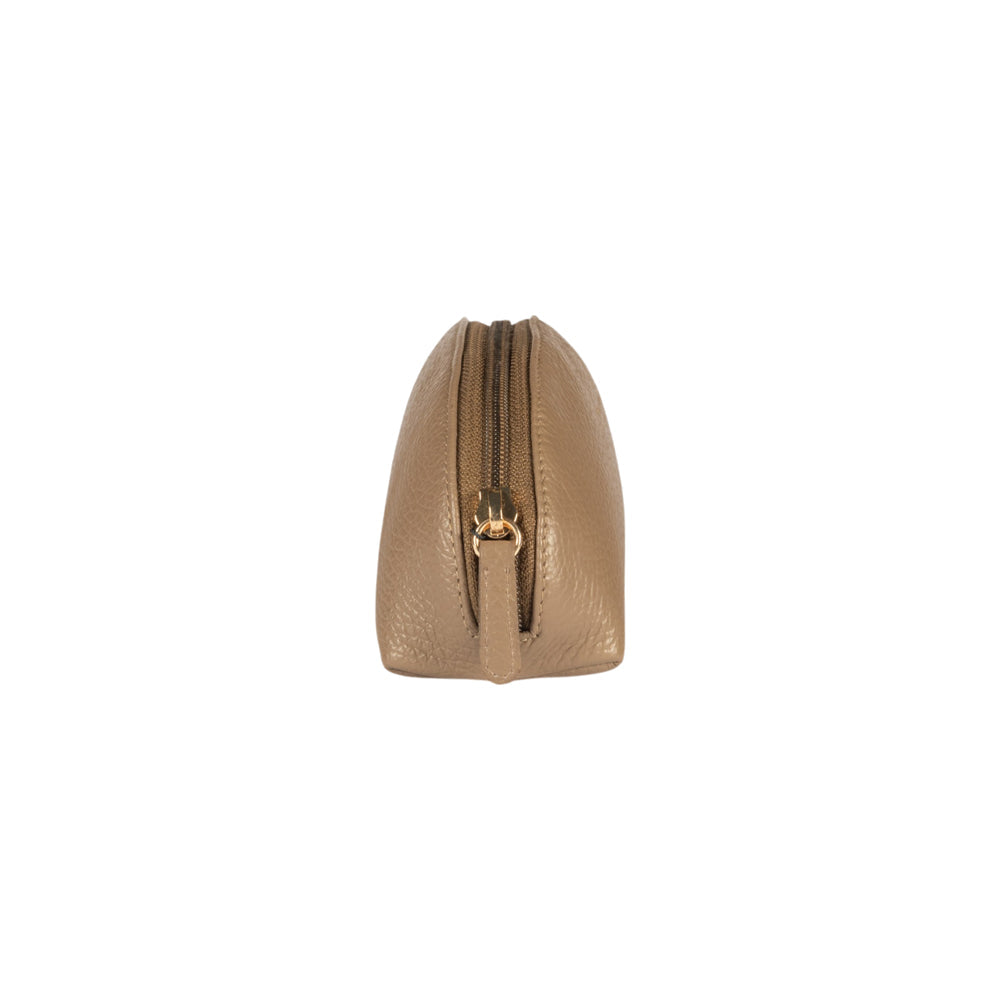 RB1088AQ | Astuccio/Pochette a Mezzaluna Made in Italy in Vera Pelle grana Dollaro. Colore Taupe-1