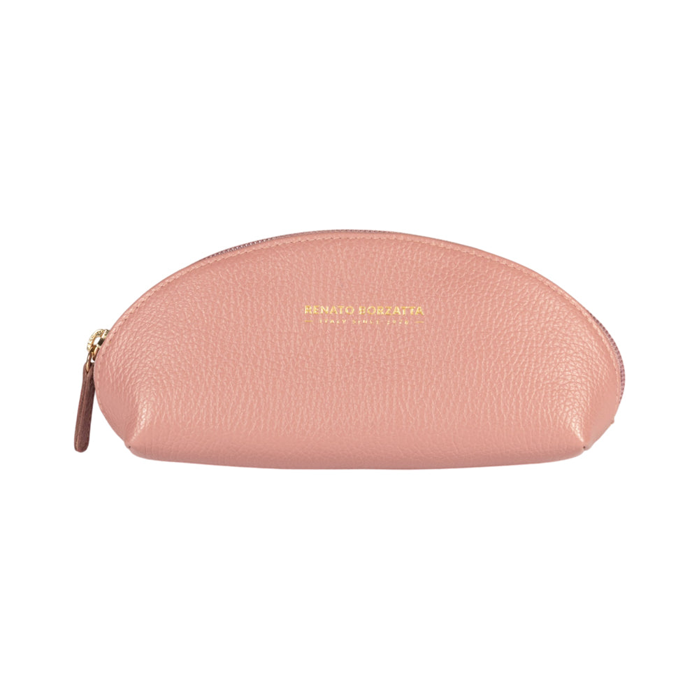 RB1088AZ | Astuccio/Pochette a Mezzaluna Made in Italy in Vera Pelle grana Dollaro. Colore Rosa Antico-0