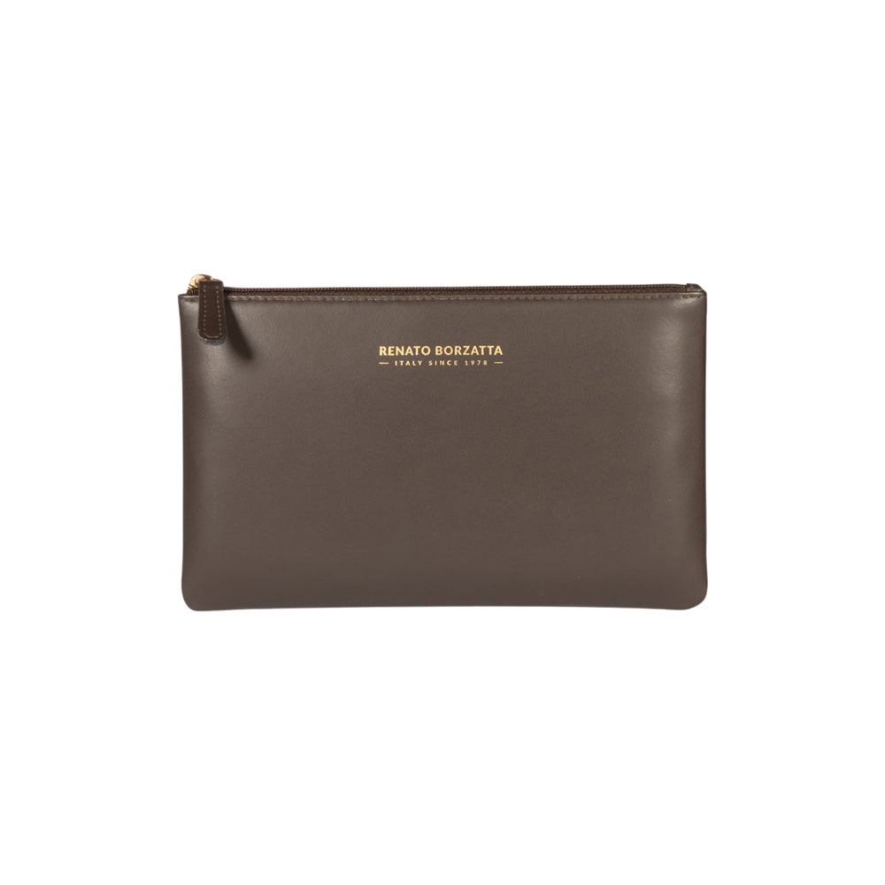 RB1090B | Busta Necessaire Made in Italy in Vera Pelle Liscia Opaca. Colore Testa Moro-0