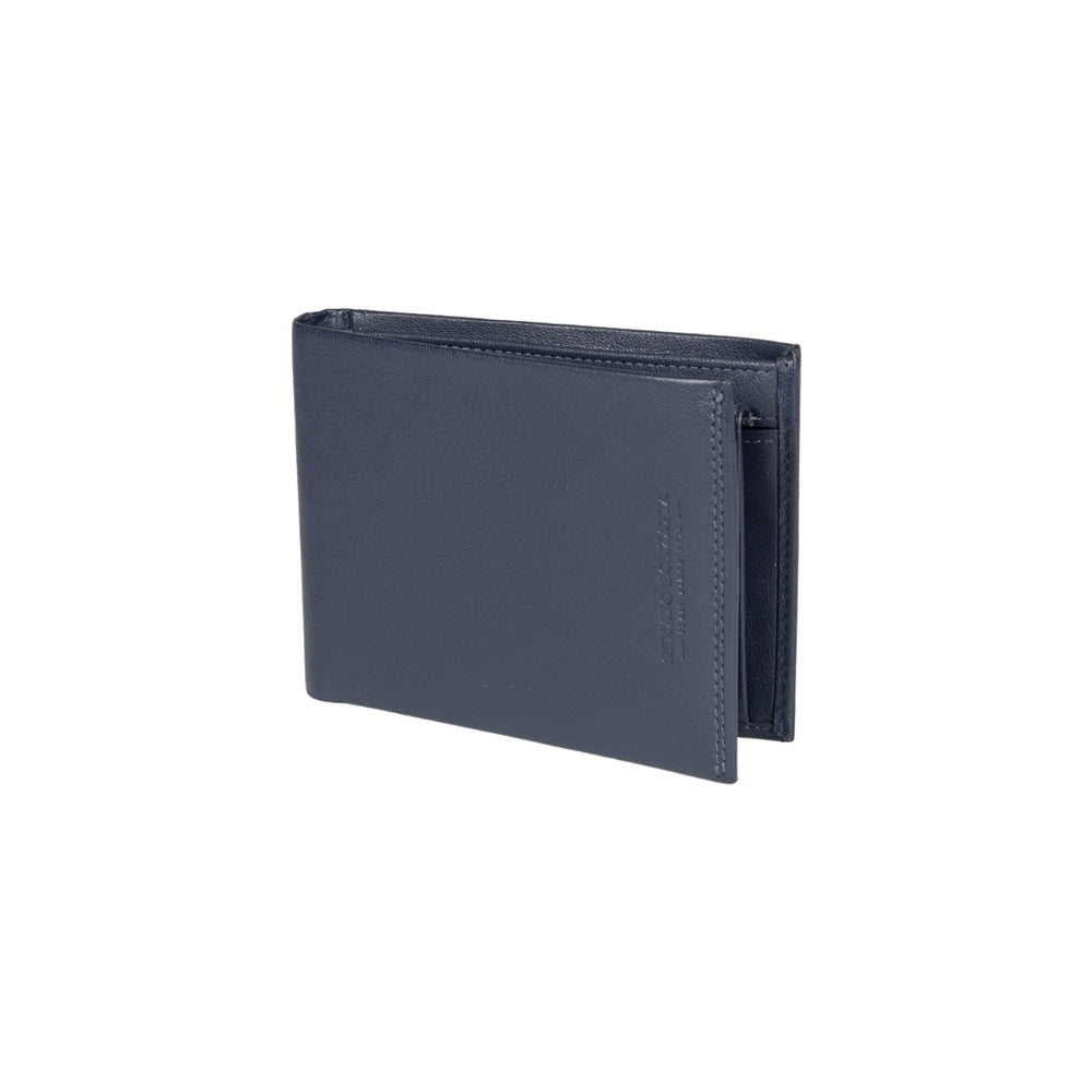 RB12003D | Portafogli Uomo risvoltato in Vera Pelle pieno fiore, con leggera grana. Colore Blu. Protezione RFID. Dimensioni da chiuso: cm 12,5 x 9,5 x 2. Confezione: Scatola regalo fondo/coperchio-0