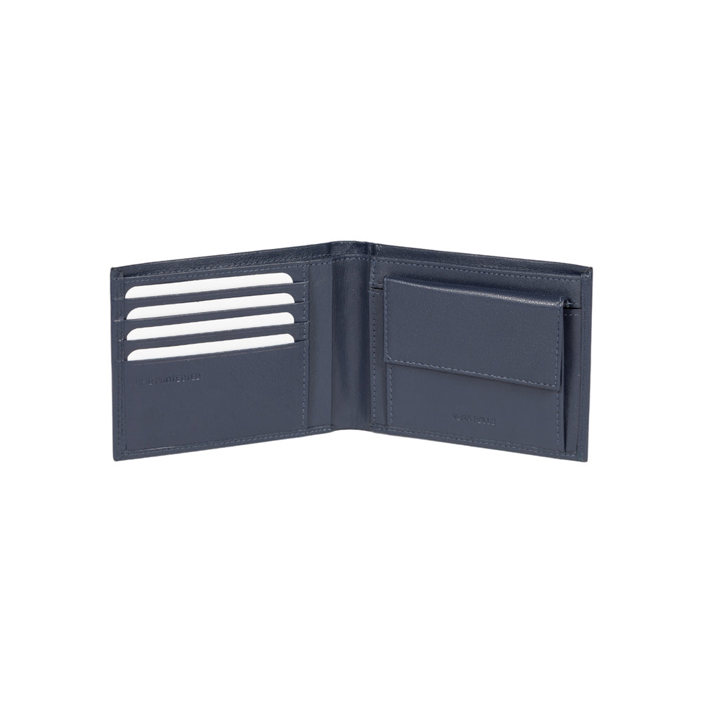 RB12003D | Portafogli Uomo risvoltato in Vera Pelle pieno fiore, con leggera grana. Colore Blu. Protezione RFID. Dimensioni da chiuso: cm 12,5 x 9,5 x 2. Confezione: Scatola regalo fondo/coperchio-1