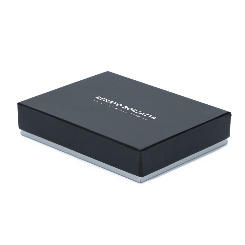 RB12003D | Portafogli Uomo risvoltato in Vera Pelle pieno fiore, con leggera grana. Colore Blu. Protezione RFID. Dimensioni da chiuso: cm 12,5 x 9,5 x 2. Confezione: Scatola regalo fondo/coperchio-3