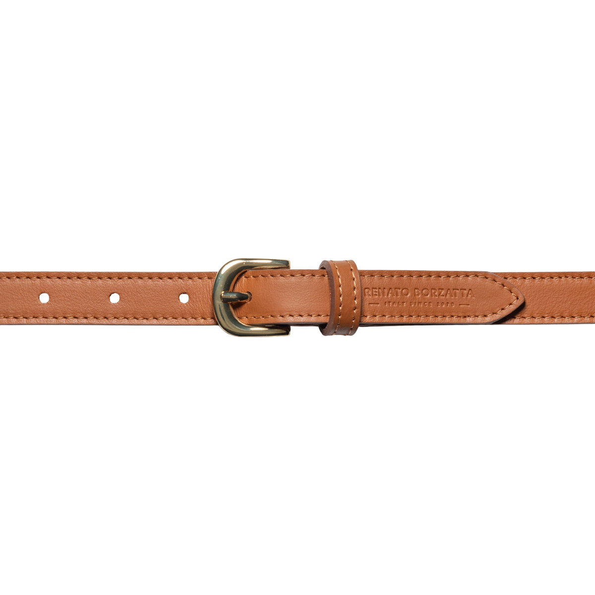 RB4018S | Cintura Donna Made in Italy in Vera Pelle Morbida Sauvage. Fibbia in finitura Oro Lucido. Colore Cognac. Dimensioni: cm 115 x 2,0 x 0,5 (giro vita cm 100)-1