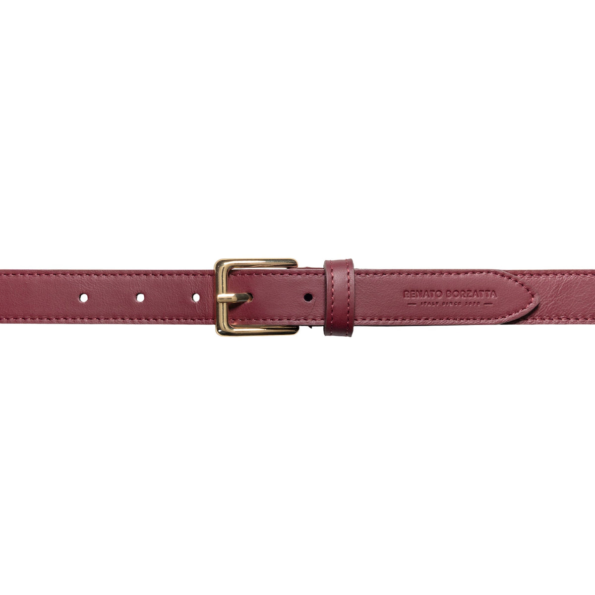 RB4019X | Cintura Donna Made in Italy in Vera Pelle Morbida Sauvage. Fibbia in finitura Oro Lucido. Colore Bordeaux. Dimensioni: cm 115 x 2,5 x 0,5 (giro vita cm 100)-1