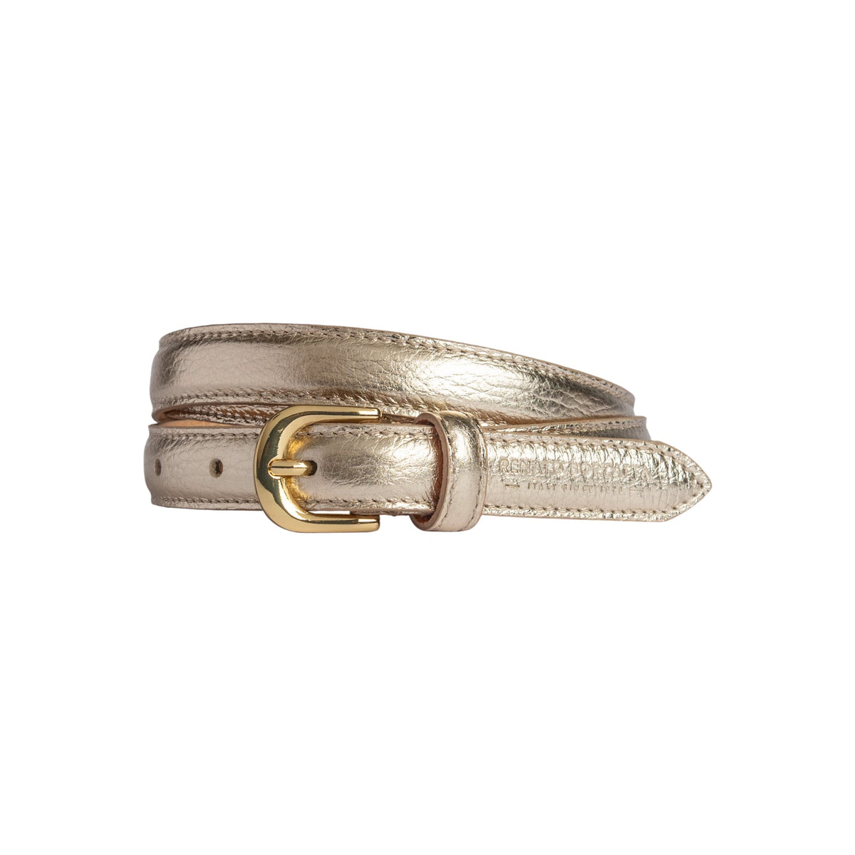 RB4021AS | Cintura Donna Made in Italy in Vera Pelle grana Dollaro. Fibbia in finitura Oro Lucido. Colore Oro. Dimensioni: cm 115 x 2,0 x 0,5 (giro vita cm 100)-0