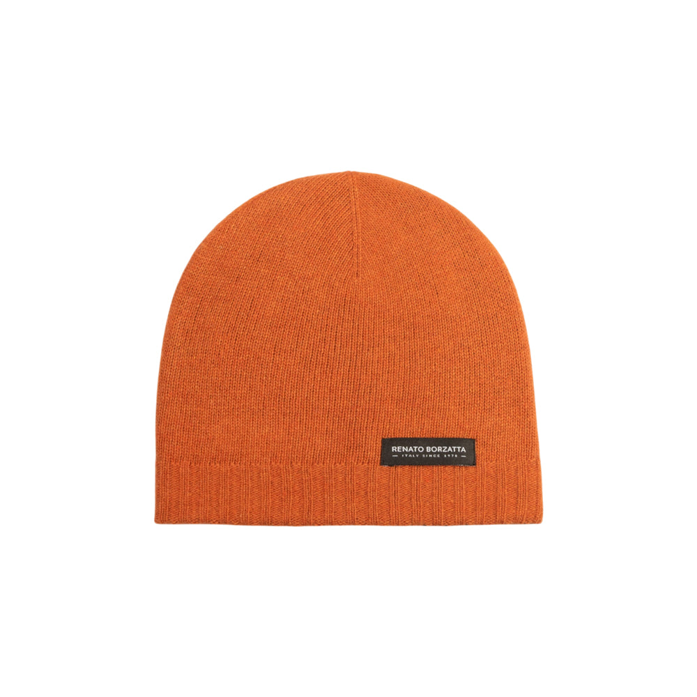 RB5008IC | COURMAYEUR - Berretto Unisex in Maglia Rasata Double-Face Made in Italy. Colore Paprika/Cacao-0