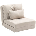 Chauffeuse canapé-lit convertible fauteuil 1 place avec 1 coussin avec dossier réglable, beige-0