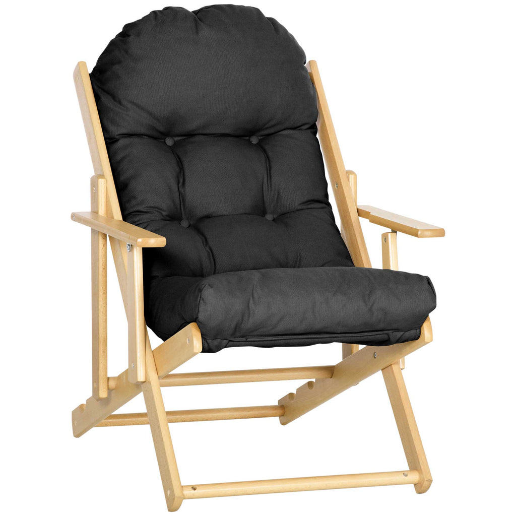 Fauteuil Chaise de Salon Pliable et inclinable en Bois Fauteuil Relax Confortable avec Coussin capitonné épais-0