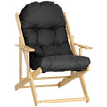 Fauteuil Chaise de Salon Pliable et inclinable en Bois Fauteuil Relax Confortable avec Coussin capitonné épais-0