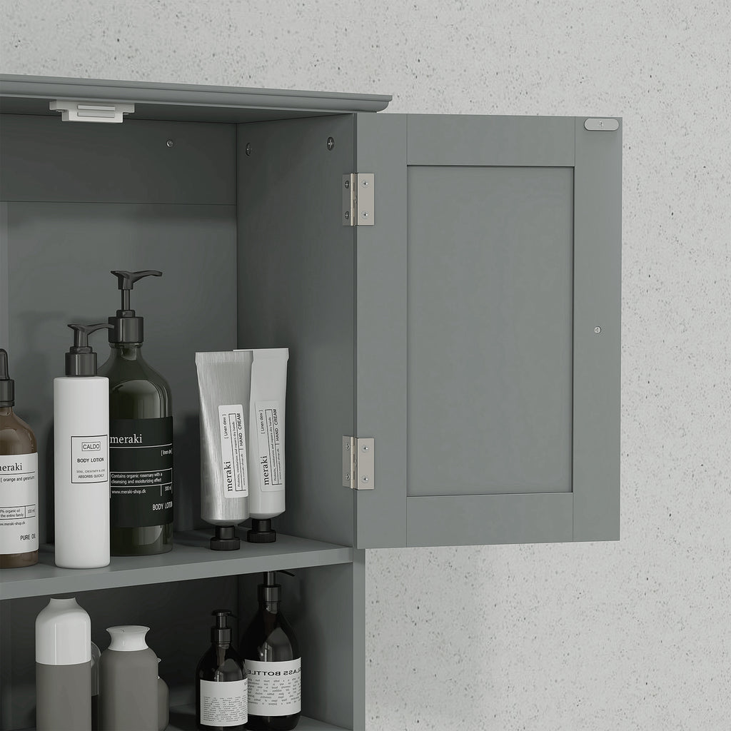 Armoire murale de salle de bain, armoire de toilette, avec portes, étagère, 2 tiroirs, 50,8l x 17,8P x 66H cm, gris-7