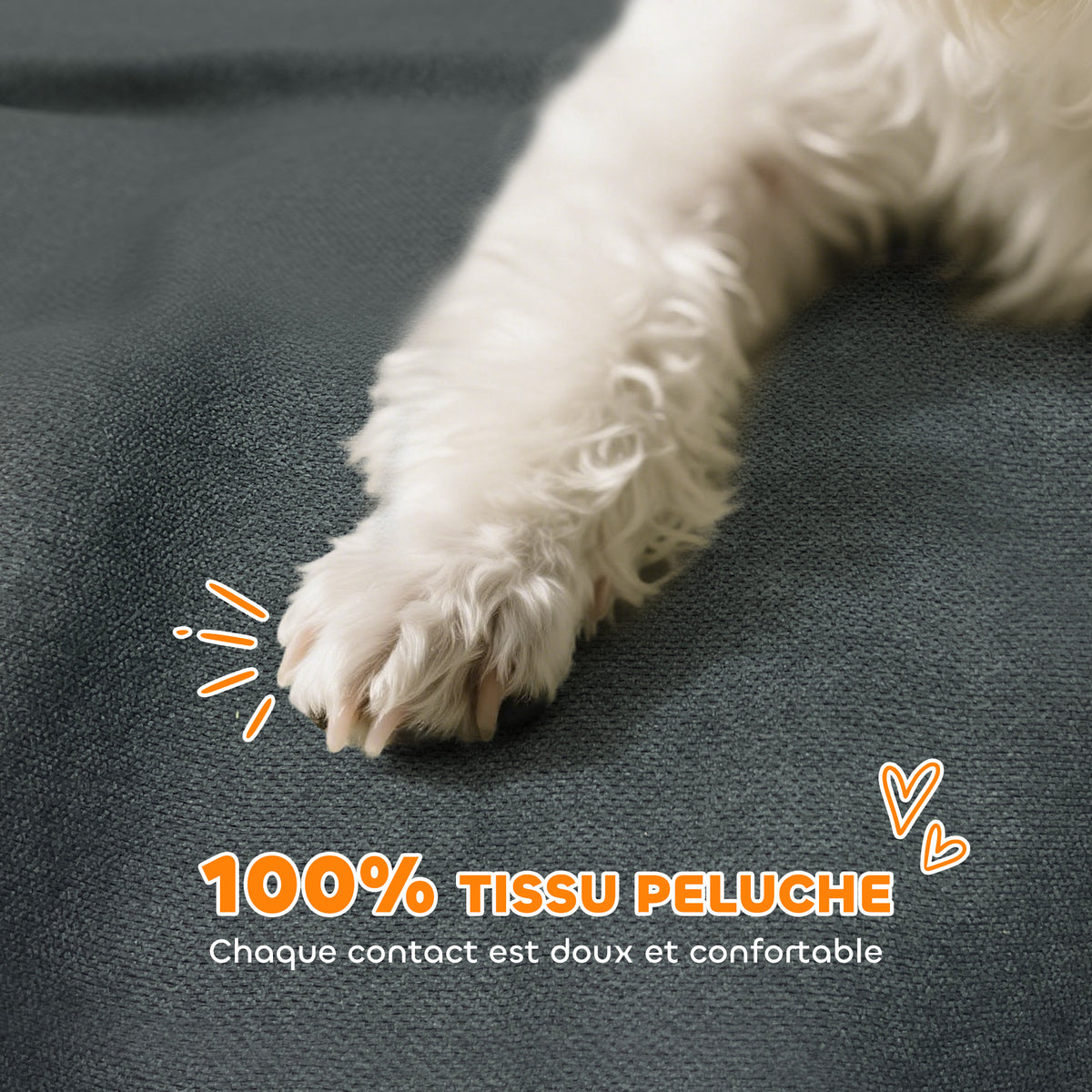 Canapé pour chien, canapé pour animal de compagnie avec dossier et accoudoirs, respirant, 66 x 42 x 28,5 cm, gris foncé-3