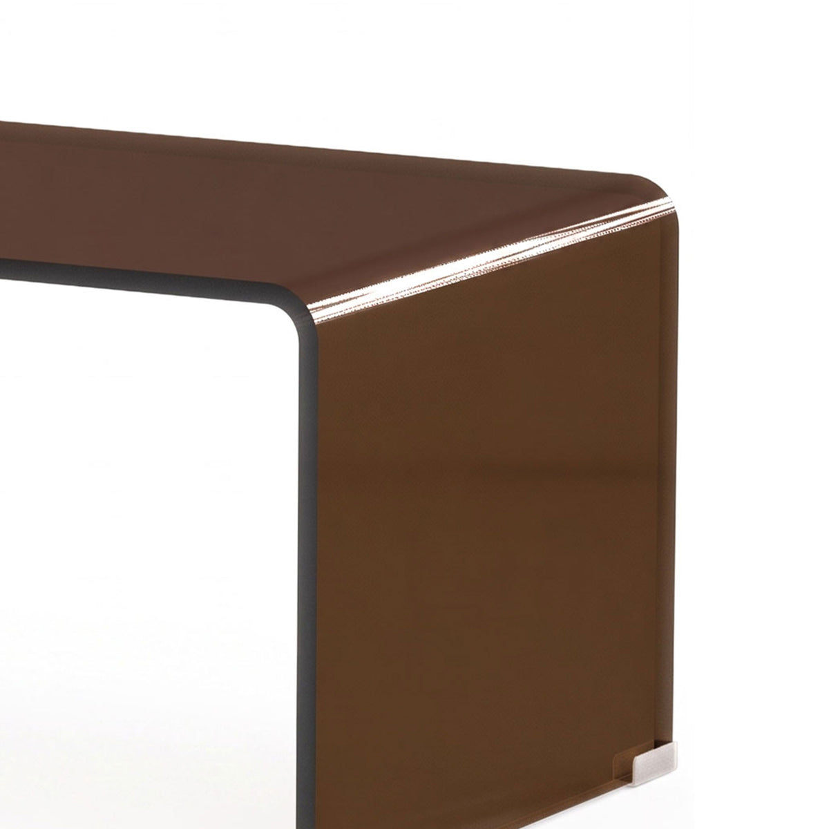 Table Basse en Verre, Table de Salon Rectangulaire Design Moderne avec Bords Arrondis Sûrs, Marron Transparent-9