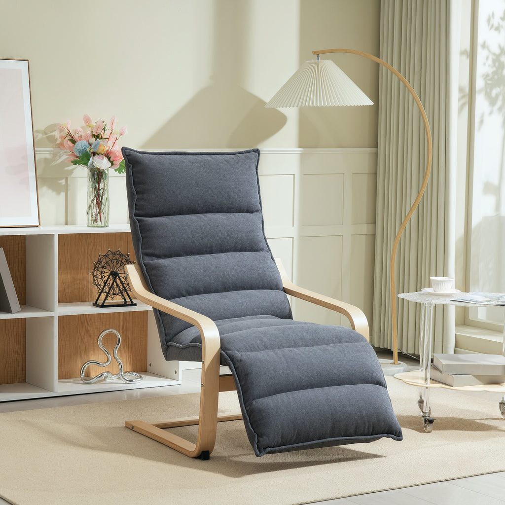 Fauteuil Salon, Fauteuil d'Appoint Rembourré en Velours, Repose-Pieds Réglable, Structure Acier, 67x93x105cm, Gris Foncé-1