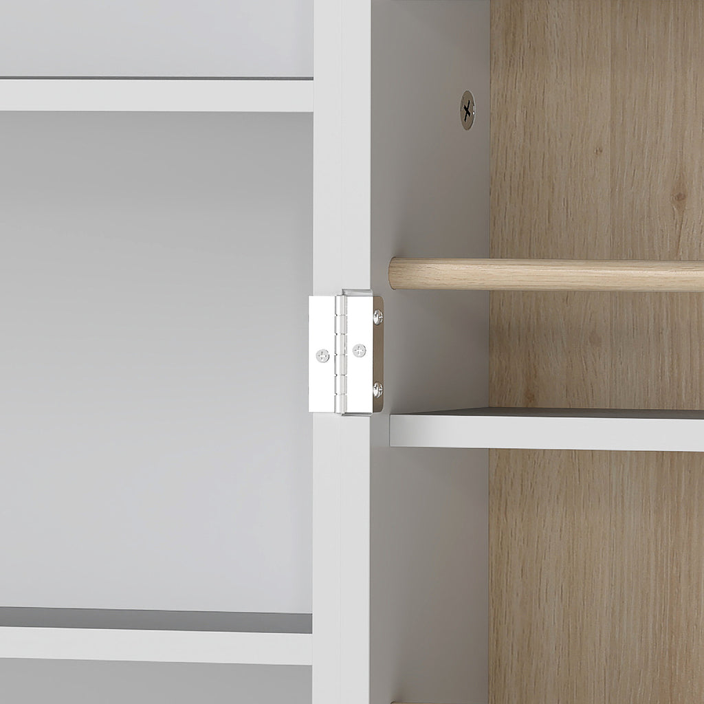 Armoire de cuisine meuble cuisine rangement avec 12 étagères à portes, étagères ajustables, 58x29x119,5cm, blanc-9
