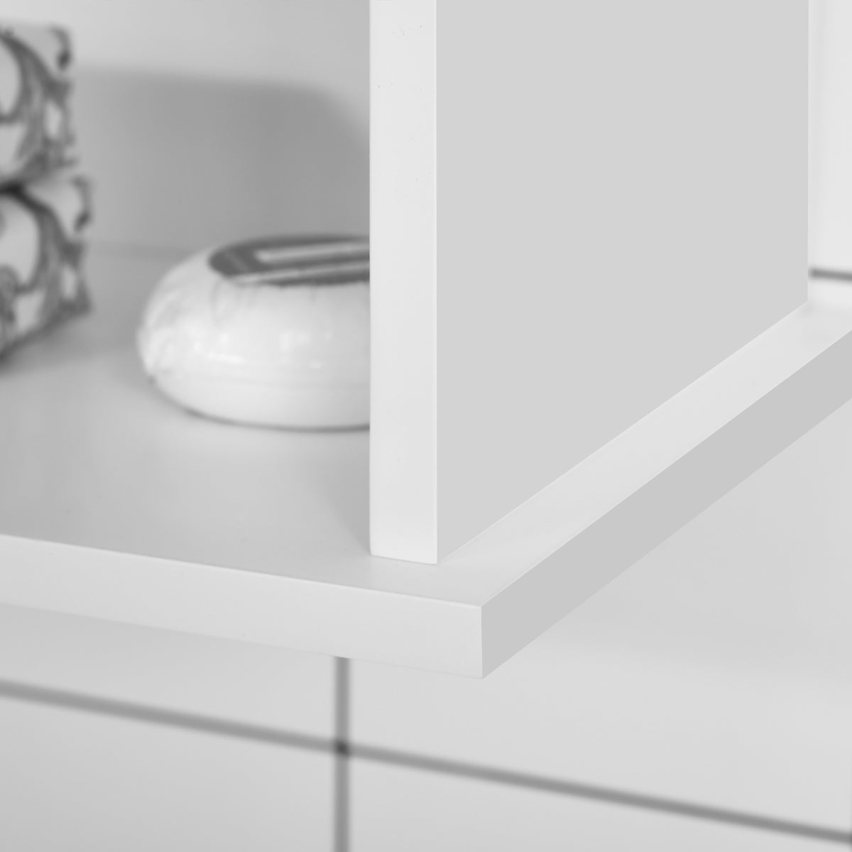 Armoire murale, meuble salle de bain avec étagère réglable, double porte et étagère ouverte, 60 x 20 x 70 cm, blanc-7