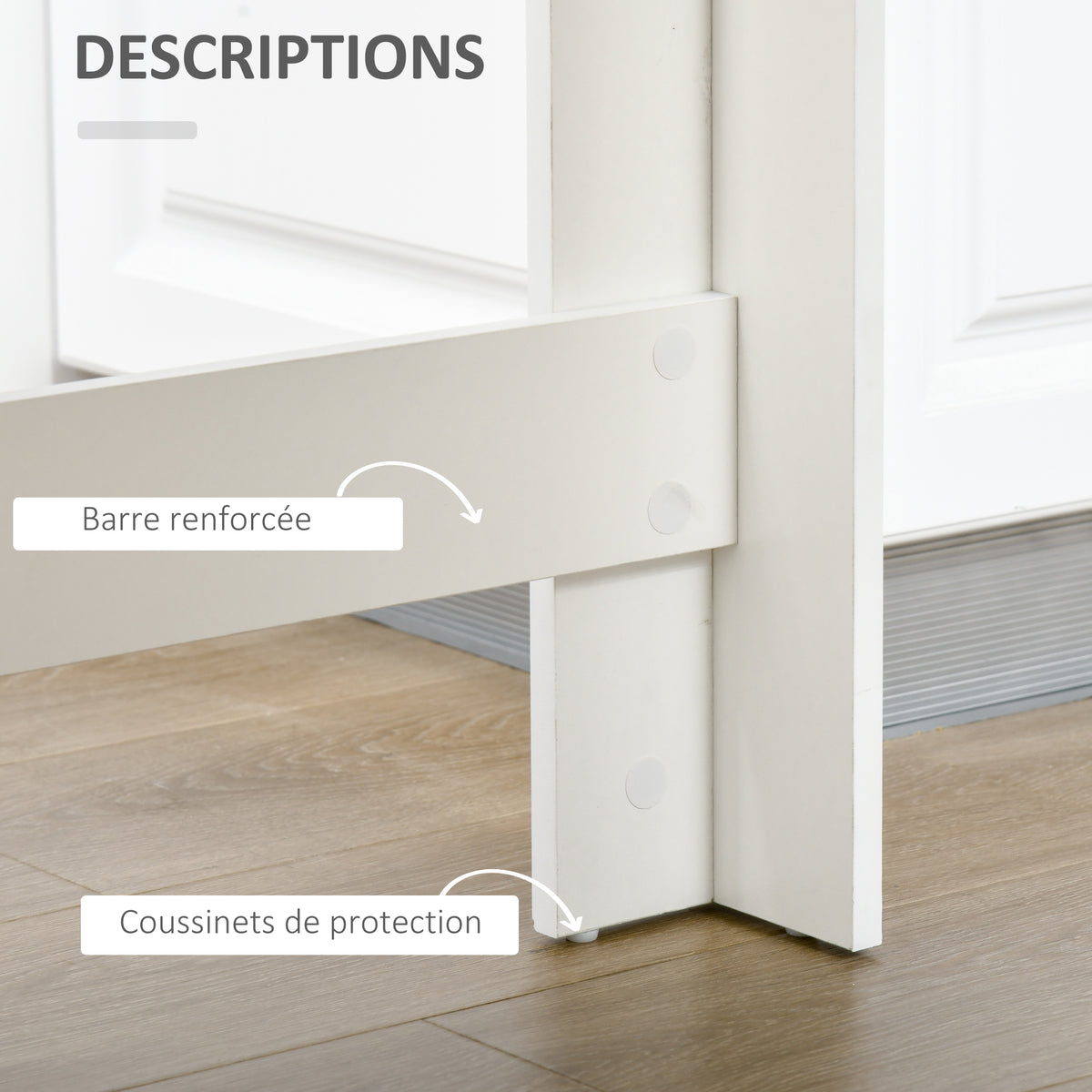 Table de bar pour 2 personnes, table haute mange debout avec 4 étagères ouvertes, 115x50x102,7cm, blanc et gris-4