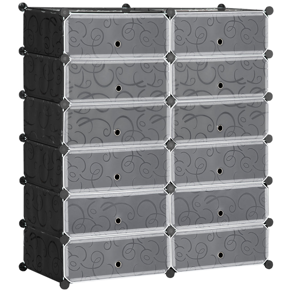 Armoire meuble à chaussures modulable 94L x 37l x 108H cm 12 cubes rectangulaires capacité 24 paires de chaussures-0