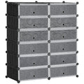 Armoire meuble à chaussures modulable 94L x 37l x 108H cm 12 cubes rectangulaires capacité 24 paires de chaussures-0