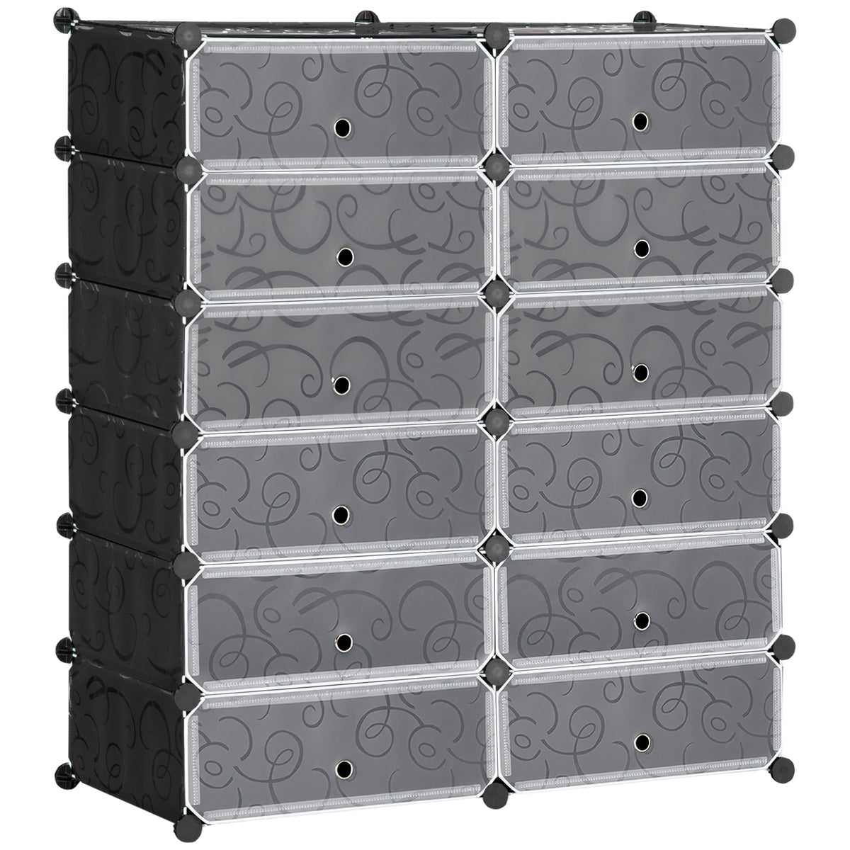 Armoire meuble à chaussures modulable 94L x 37l x 108H cm 12 cubes rectangulaires capacité 24 paires de chaussures-0