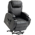 Fauteuil releveur électrique, fauteuil relax électrique, repose-pied, dossier inclinable, port USB, 83x95x107cm, noir-0