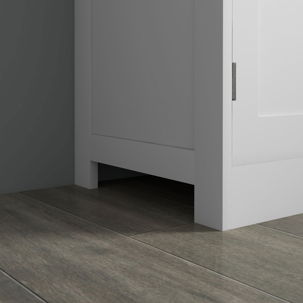 Buffet de cuisine armoire multi-rangements 2 placards, portes en verre, 4 étagères en bois blanc-8