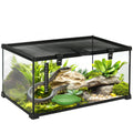 Boîte à reptiles boîte d'élevage de reptiles habitat de terrarium transparent couvercle coulissant noir-0