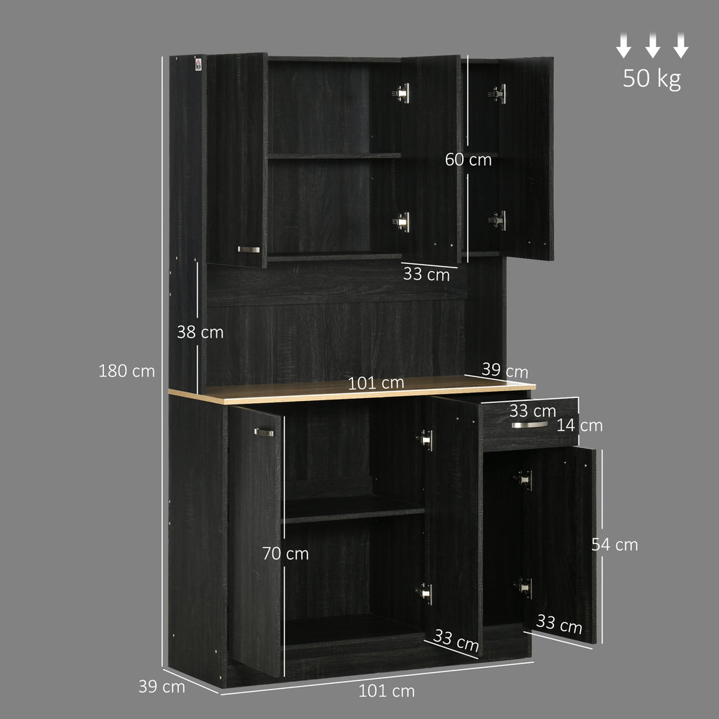 Buffet de cuisine armoire de cuisine contemporaine multi-rangements 6 portes 1 tiroir + grand plateau-2