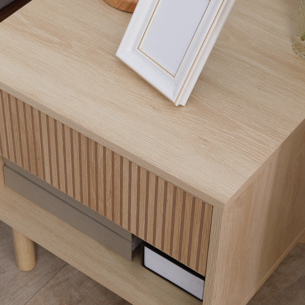 Table de chevet table de nuit avec tiroirs et niches, table d'appoint style moderne pour chambre à coucher, salon, dim. 47 x 47 x 50 cm, finition bois naturel-7