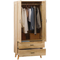 Armoire à vêtements armoire de rangement 2 portes et 2 tiroirs avec tringle - 80 x 54 x 180 cm-0