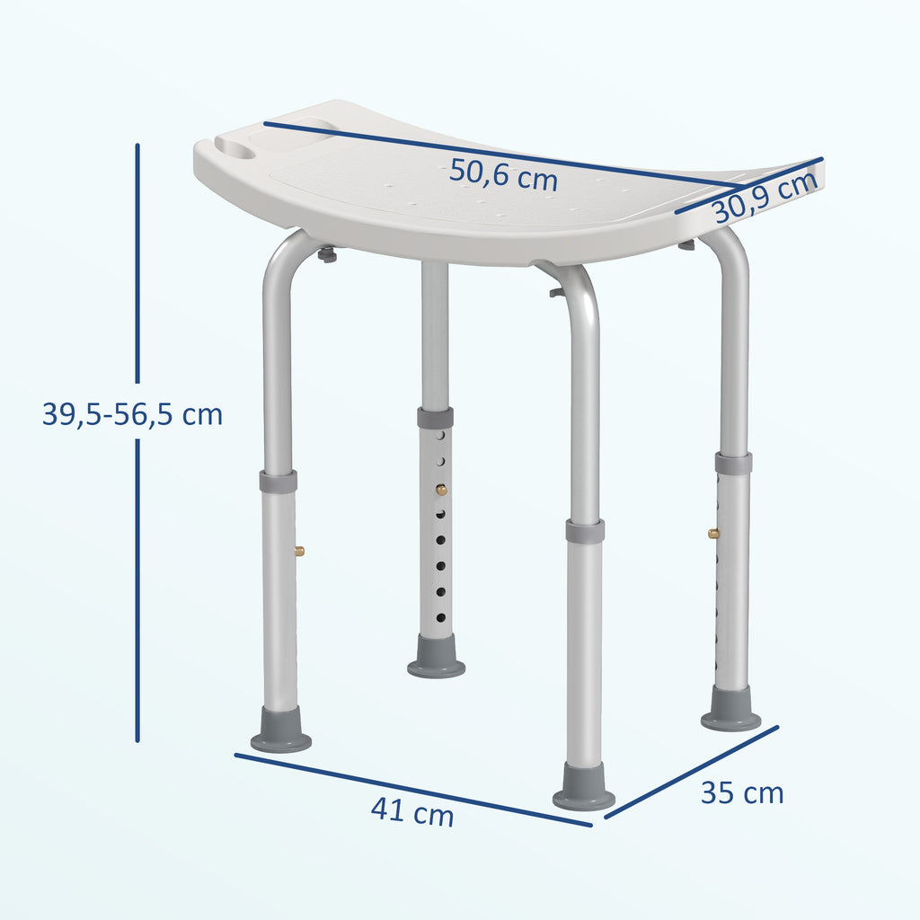 Tabouret de douche chaise de douche pour personnes âgées et handicapées, hauteur réglable, patins antidérapants, chaise de bain en alliage d'aluminium antirouille, blanc-2