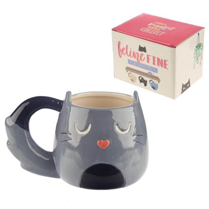 TAZZA A FORMA DI GATTO GRIGIO