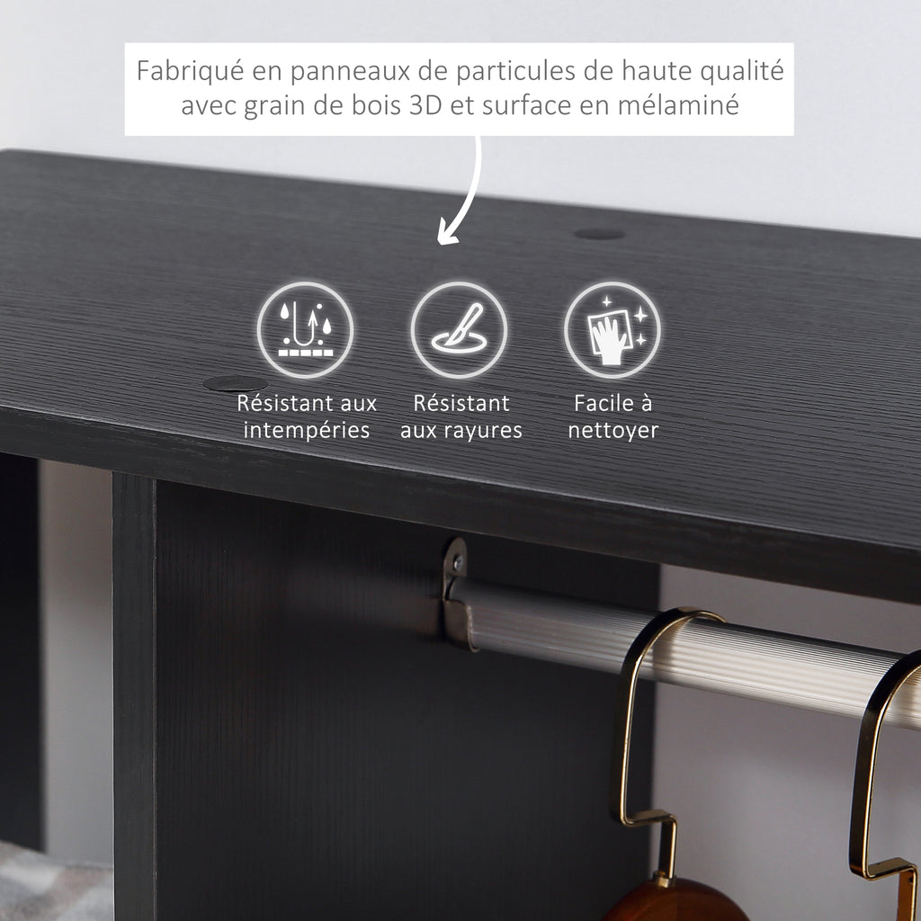 Armoire penderie Armoire de Rangement Mobile Panneaux de Particules Noir-5