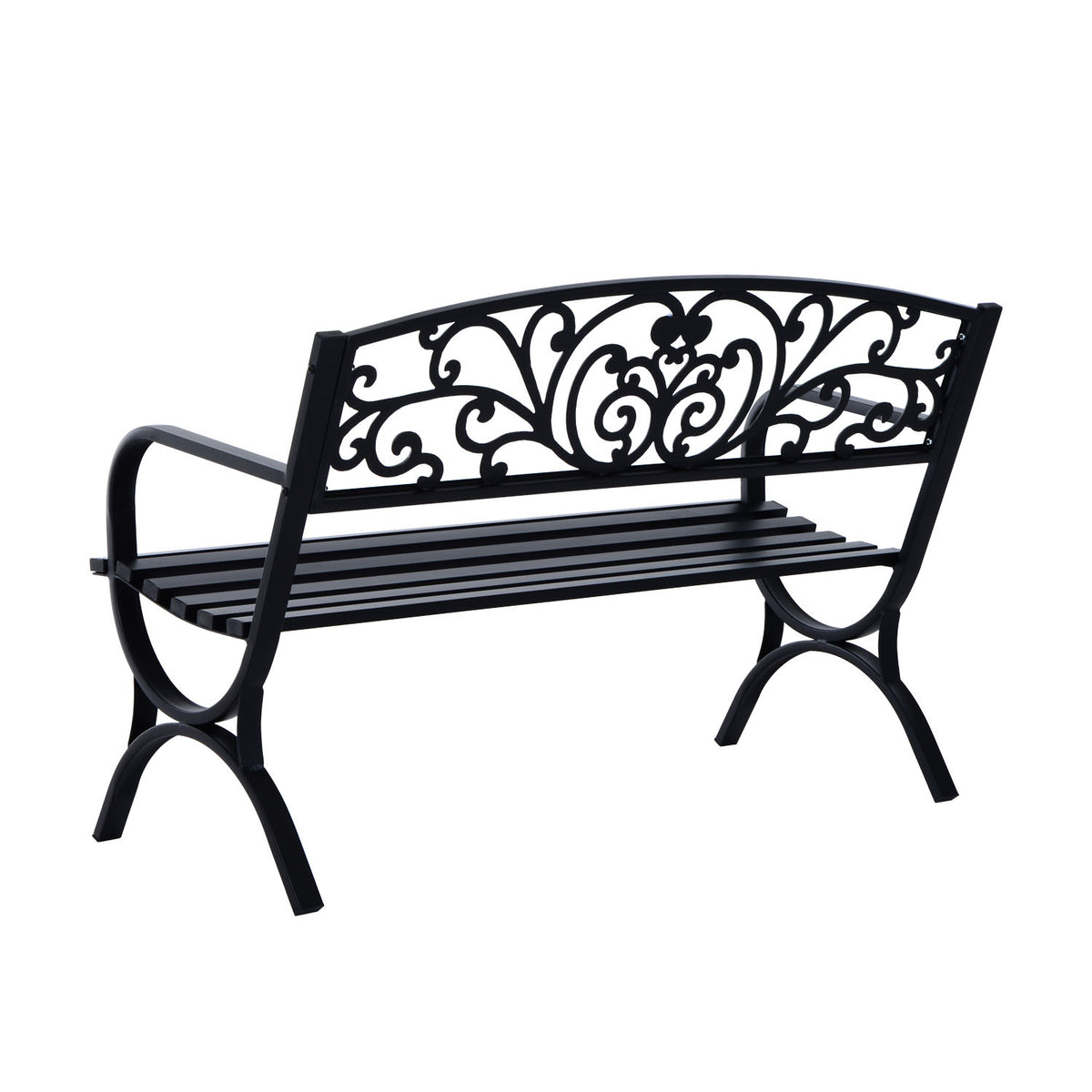 Banc de jardin terrasse en acier fonte noir 3 places 127 x 60 x 85 cm charge max 240 Kg-6