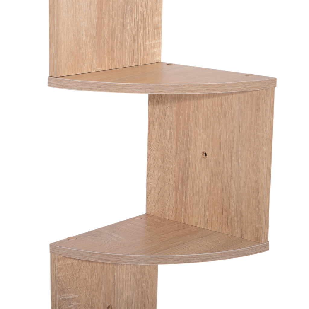 Étagère d'angle Murale de Rangement Forme Zigzag 20L x 20l x 126H cm 5 Niveaux Bois chêne Clair-6