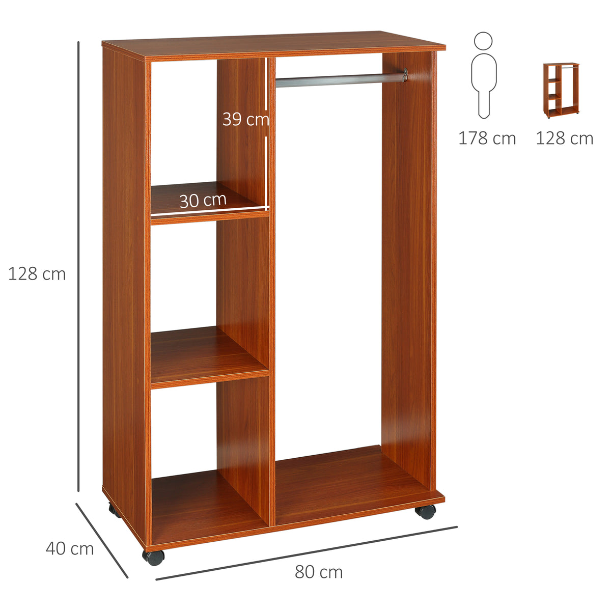 Armoire penderie Armoire de Rangement Mobile Panneaux de Particules Coloris Noyer-2