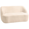 Canapé 2 places canapé en tissu bouclette 142 cm avec dossier et assise incurvés, aucun assemblage requis, beige-0