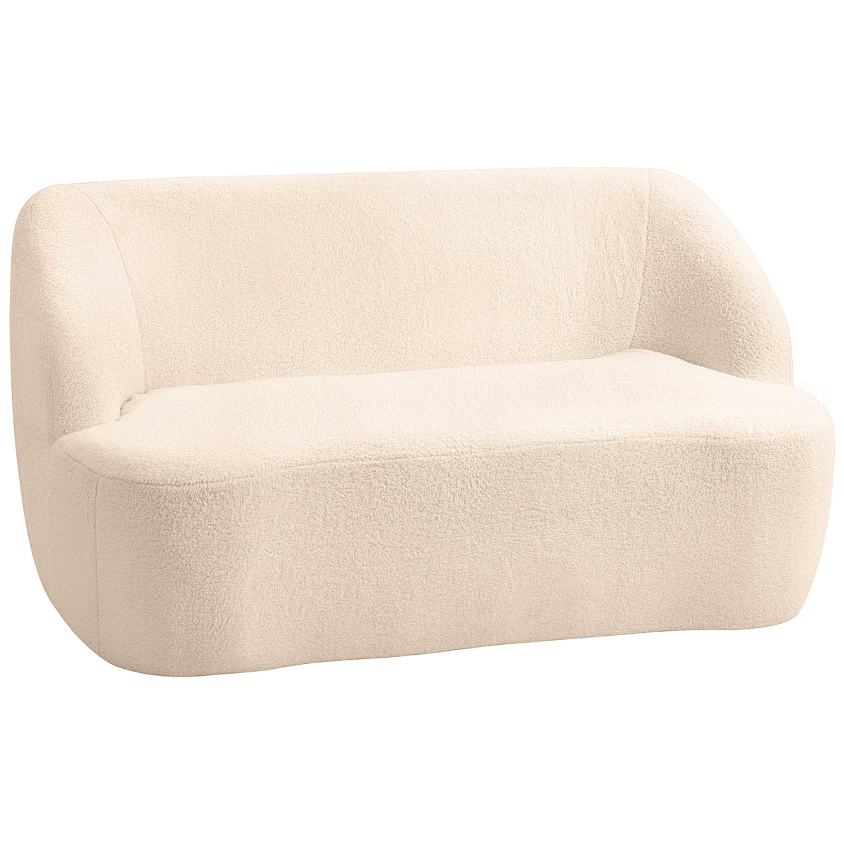 Canapé 2 places canapé en tissu bouclette 142 cm avec dossier et assise incurvés, aucun assemblage requis, beige-0