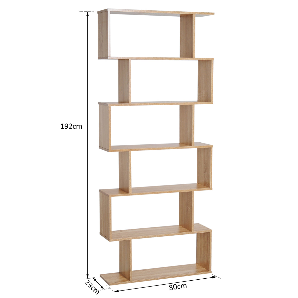 Bibliothèque étagère Zig zag Design Contemporain 80L x 23l x 192H cm 6 Niveaux Coloris chêne Clair-2